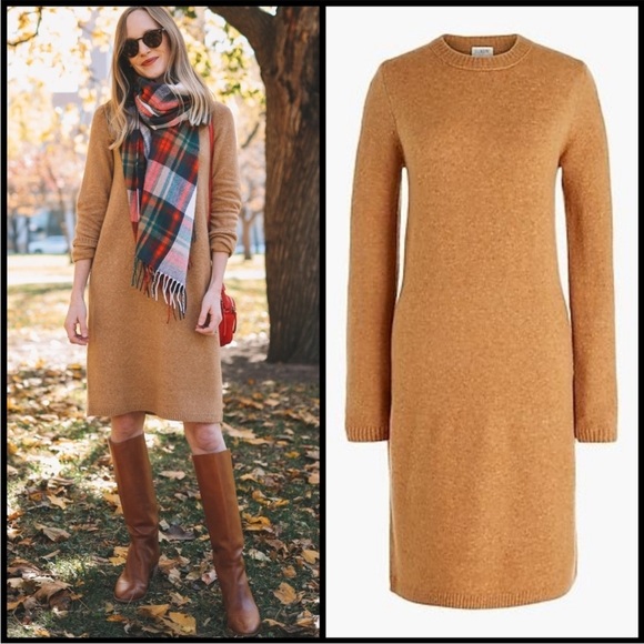J Crew Sweater Dress in Extra Soft Yarn Camel Colored Dize M - Picture 2 of 9
